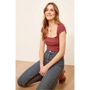 Reformation Jeans || Bardot Top (Rust)